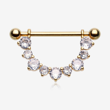 A Pair of Golden Sparkle Elegance Multi-Gem Dangle Nipple Shield-Clear Gem